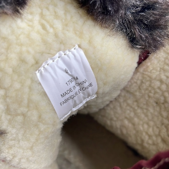 Burgundy Red Lace Up Zip Winter Boots Faux Fur Leather Suede 9 - Picture 8 of 8